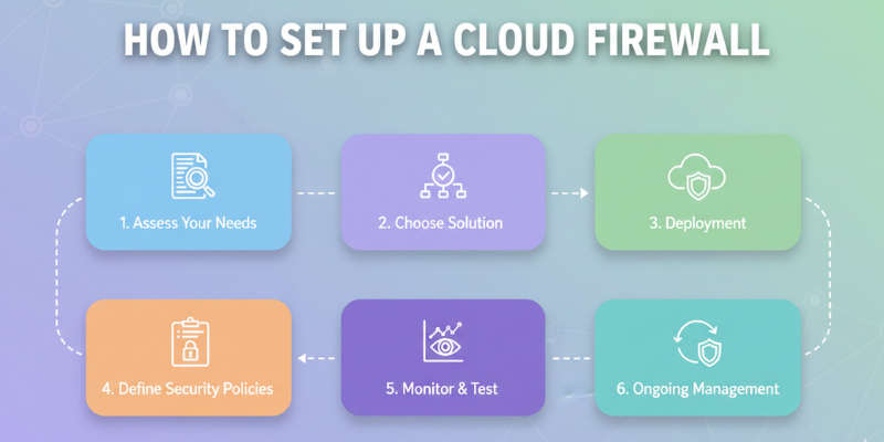 cloud firewall, covering needs assessment, solution selection, deployment, security policies, monitoring, and ongoing management.