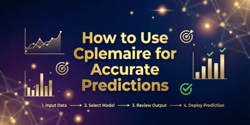 how to use Cplemaire for accurate predictions, featuring a step-by-step guide with data analysis icons and progress indicators.